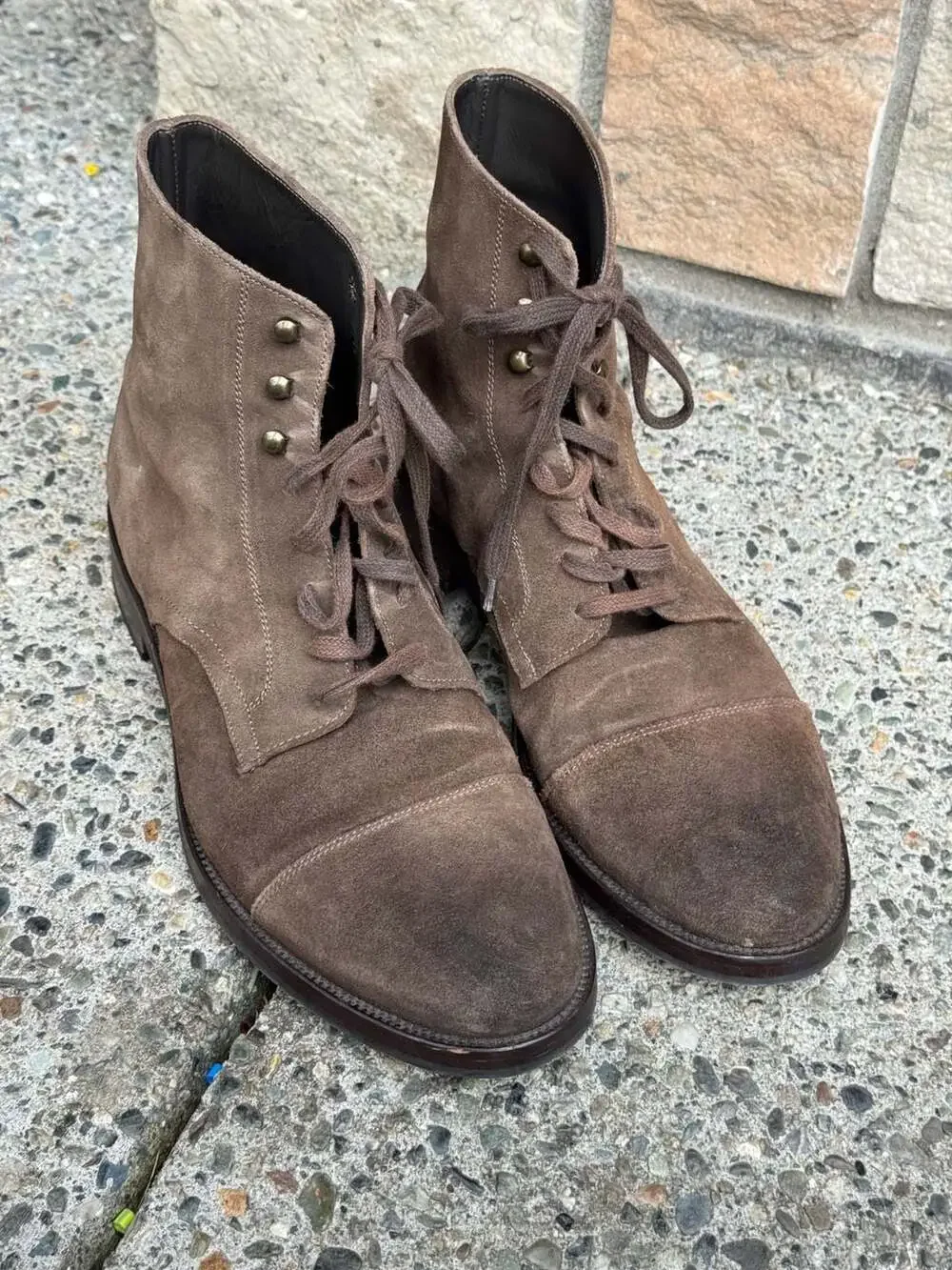 To Boot New York Adam Derrick Brown Suede Cap Toe Lace-Up Boots